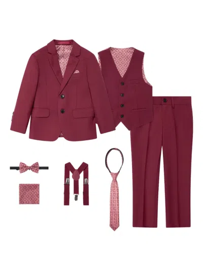 Suitlab Kids' Patterned-fabric Three-piece Suit Set In Red