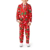 Suitmeister Big Boys Christmas Trees Stars Button Closure Suit Set Including Blazer, Pants And Clip-on-tie In Red