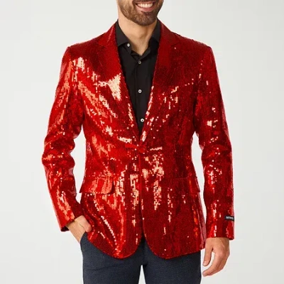 Suitmeister Sequins Mens Slim Fit Blazer In Red