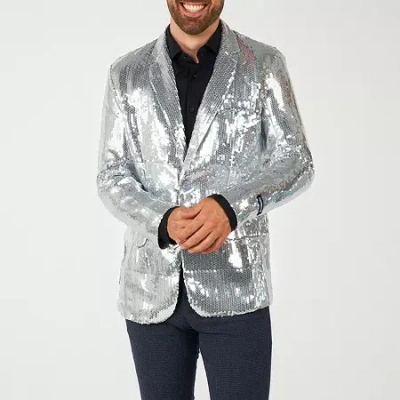 Suitmeister Sequins Mens Slim Fit Blazer In Silver