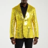 Suitmeister Sequins Mens Slim Fit Blazer In Yellow