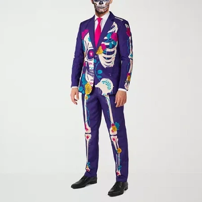 Suitmeister Sugar Skull Mens 3-pc. Suit Set In Blue