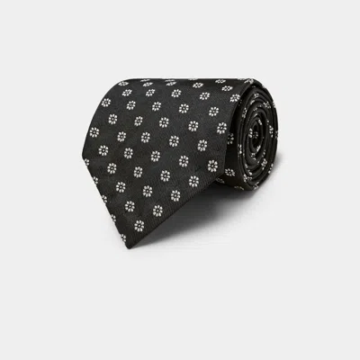 Suitsupply Black Flower Jacquard Tie