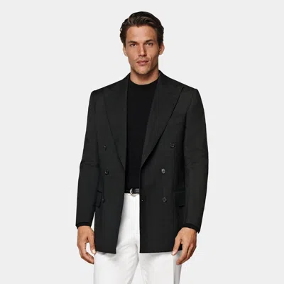 Suitsupply Black Herringbone Tailored Fit Milano Blazer