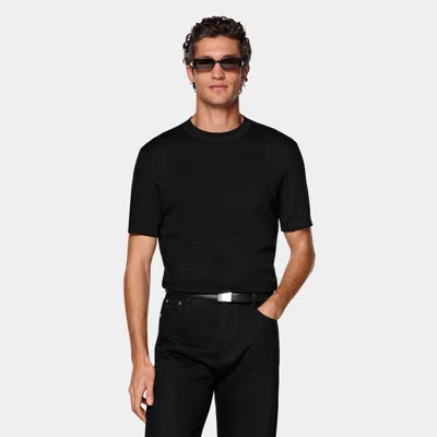 Suitsupply Black Jacquard Short Sleeve Crewneck