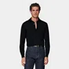 Suitsupply Black Long Sleeve Polo In Black