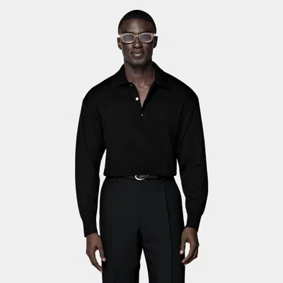 Suitsupply Black Long Sleeve Polo