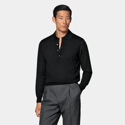 Suitsupply Black Long Sleeve Polo