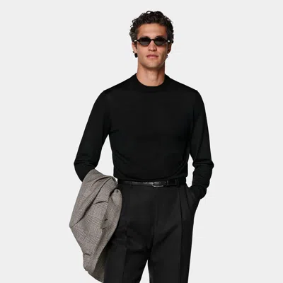 Suitsupply Black Merino Crewneck