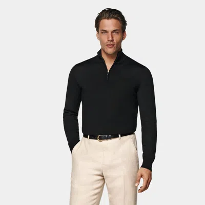 Suitsupply Black Merino Half Zip