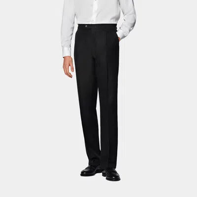 Suitsupply Black Slim Leg Straight Tuxedo Trousers