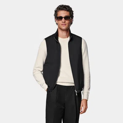 Suitsupply Black Reversible Light Padded Zip Vest