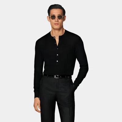 Suitsupply Black Ribbed Henley