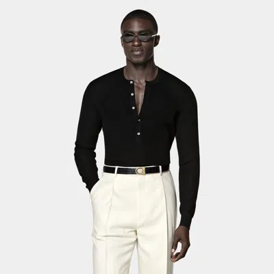 Suitsupply Black Ribbed Henley