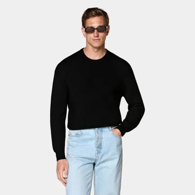 Suitsupply Black Ribbed Merino Crewneck