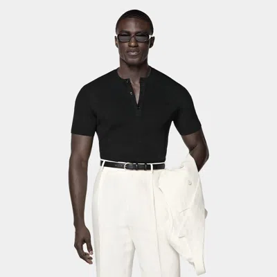 Suitsupply Black Short Sleeve Henley