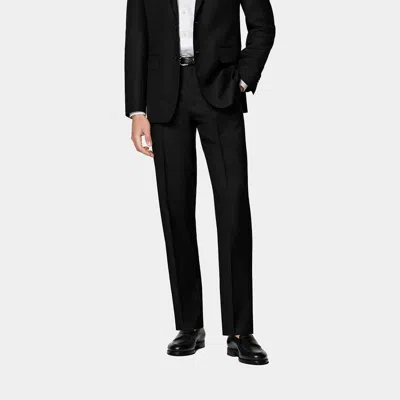 Suitsupply Black Slim Leg Straight Tuxedo Pants