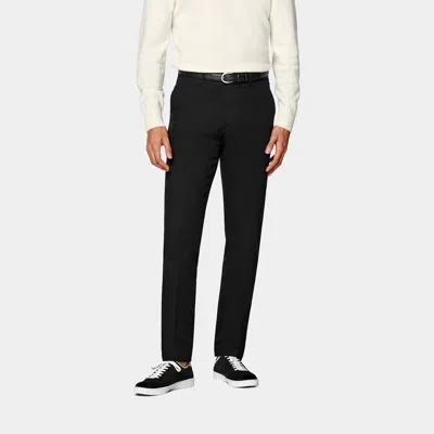 SUITSUPPLY BLACK SLIM LEG STRAIGHT CHINOS