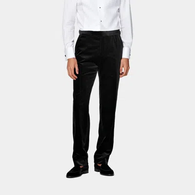 Suitsupply Black Straight Leg Tuxedo Trousers