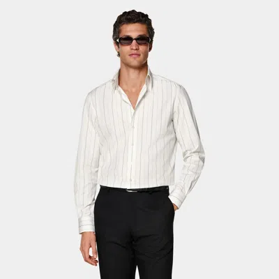Suitsupply Black Striped Point Collar Shirt