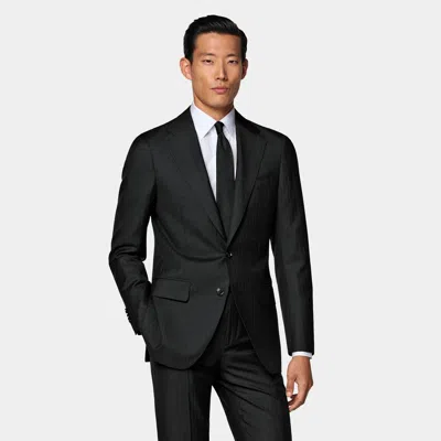 Suitsupply Black Striped Tailored Fit Havana Suit