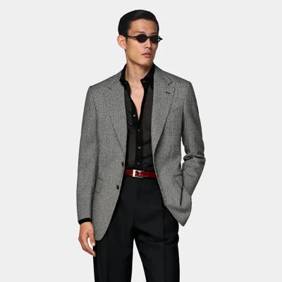 Suitsupply Black Striped Tailored Fit Milano Blazer In Gray