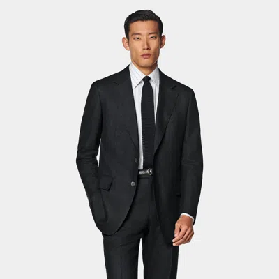 Suitsupply Black Tailored Fit Milano Suit In Animal Print