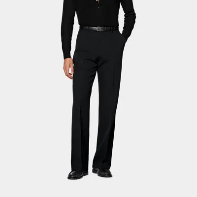 Suitsupply Black Wide Leg Flared Suit Trousers