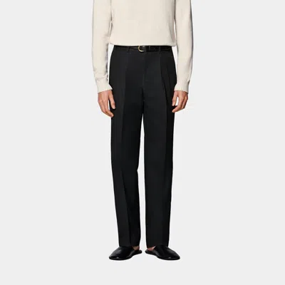 SUITSUPPLY BLACK WIDE LEG STRAIGHT CHINOS