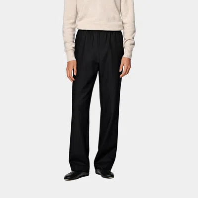Suitsupply Black Wide Leg Straight Trousers