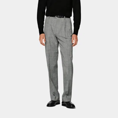 Suitsupply Black Wide Leg Straight Trousers In Gray