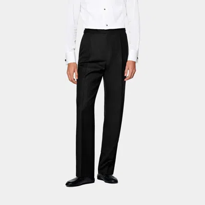 Suitsupply Black Wide Leg Straight Tuxedo Trousers