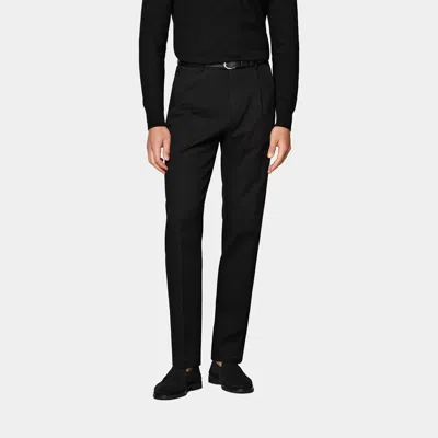 Suitsupply Black Wide Leg Tapered Chinos