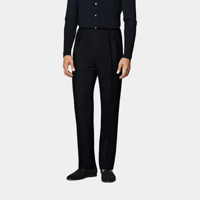 Suitsupply Black Wide Leg Tapered Mira Pants