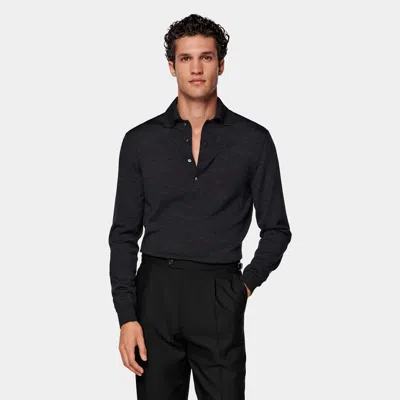 Suitsupply Black Wide Leg Tapered Suit Trousers