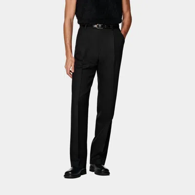 Suitsupply Black Wide Leg Trousers