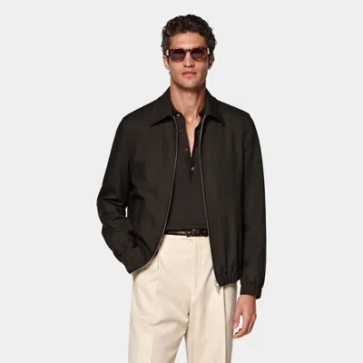 Suitsupply Brown Bomber Jacket In Black
