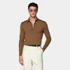 Suitsupply Brown Long Sleeve Polo In Brown