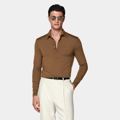 Suitsupply Brown Long Sleeve Polo