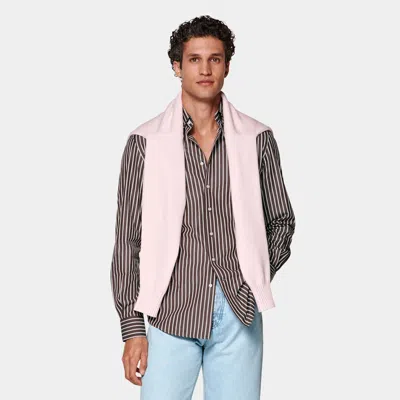 Suitsupply Brown Striped Point Collar Shirt