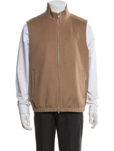 Pre-owned Suitsupply Camel Leather Vest In Brown