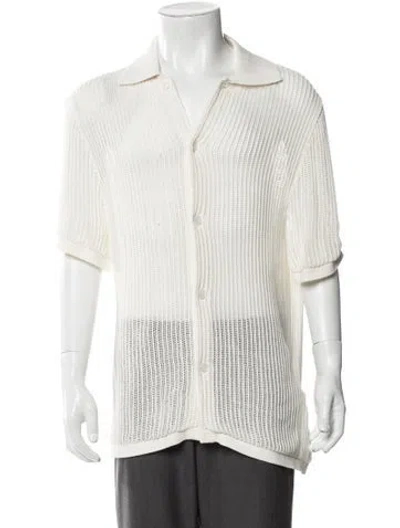 Pre-owned Suitsupply Collar Short Sleeve Cardigan In White