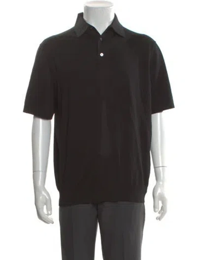 Pre-owned Suitsupply Collar Short Sleeve Polo Shirt In Black