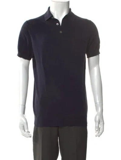 Pre-owned Suitsupply Collar Short Sleeve Polo Shirt In Blue