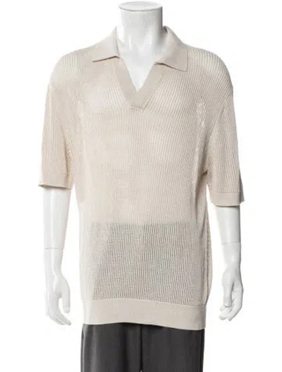 Pre-owned Suitsupply Collar Short Sleeve Polo Sweater In Neutral