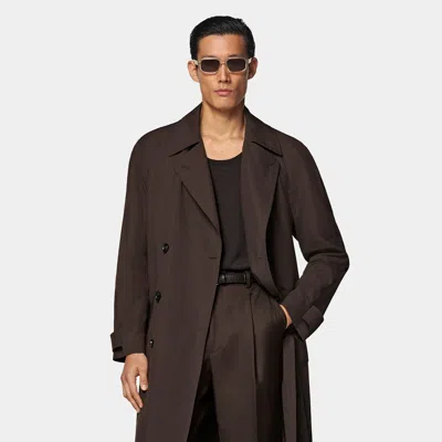 Suitsupply Dark Brown Belted Trench Coat
