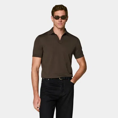 Suitsupply Dark Brown Buttonless Polo
