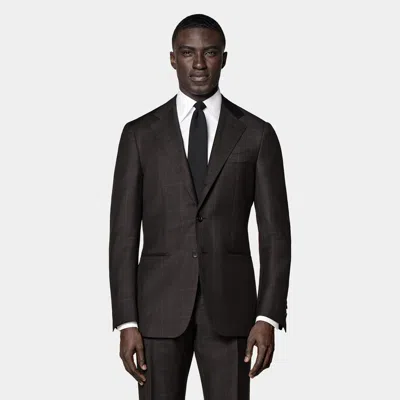 Suitsupply Dark Brown Checked Tailored Fit Havana Suit