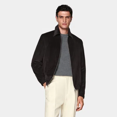 Suitsupply Dark Brown Corduroy Bomber Jacket