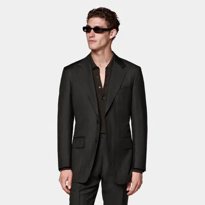 Suitsupply Dark Brown Herringbone Tailored Fit Milano Suit